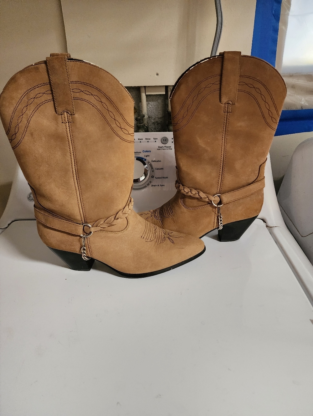 Dingo women's tan faux suede cowgirl western boots sz 8.5 M - Picture 3 of 7